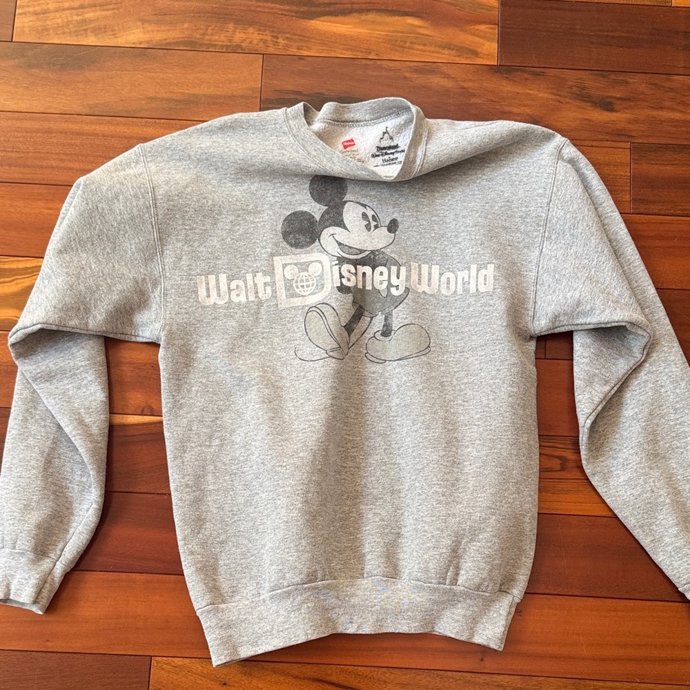 Disney Women's Gray Crewneck Sweater